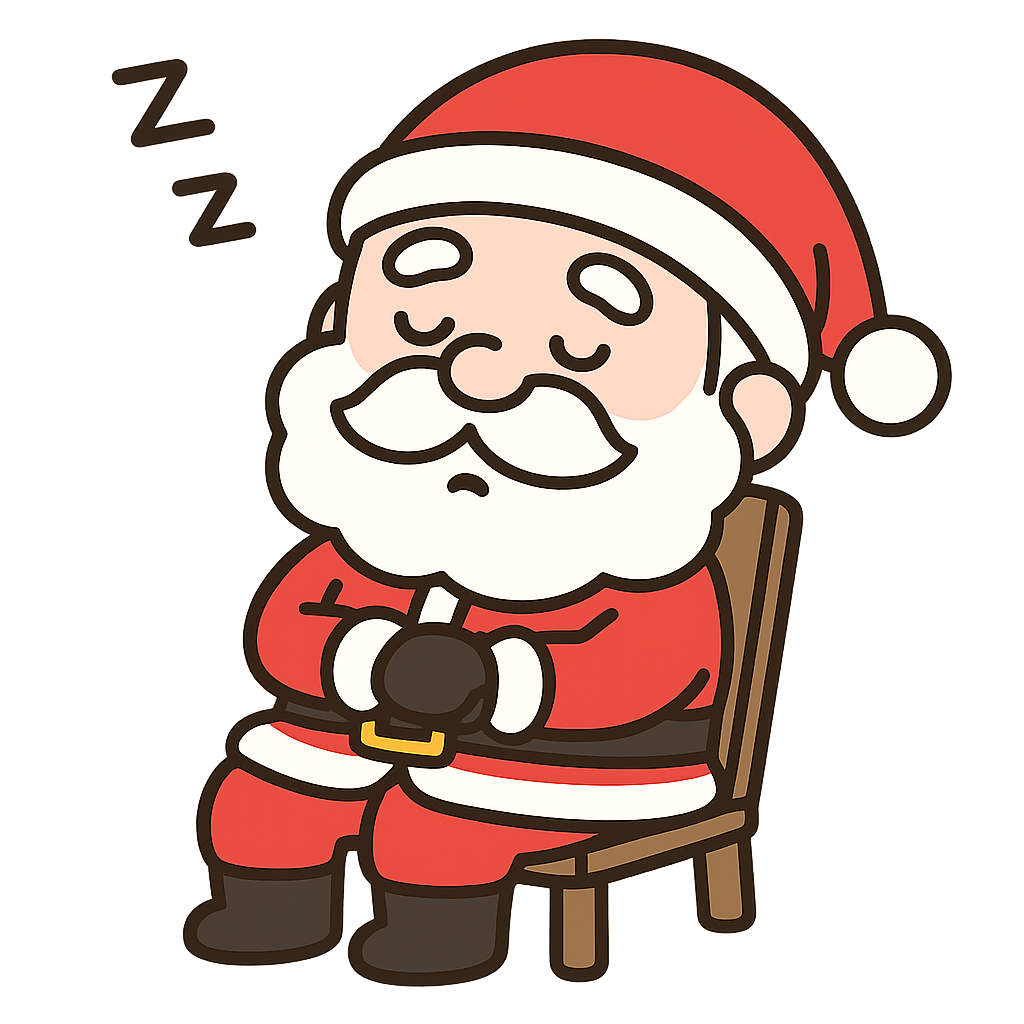 椅子に座って居眠りしているサンタクロースのフリーイラスト