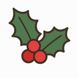 ヒイラギの葉と赤い実のフリーイラスト