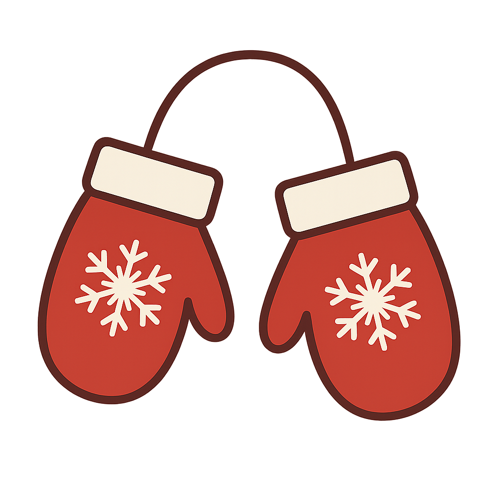 クリスマスっぽいミトン手袋のフリーイラスト
