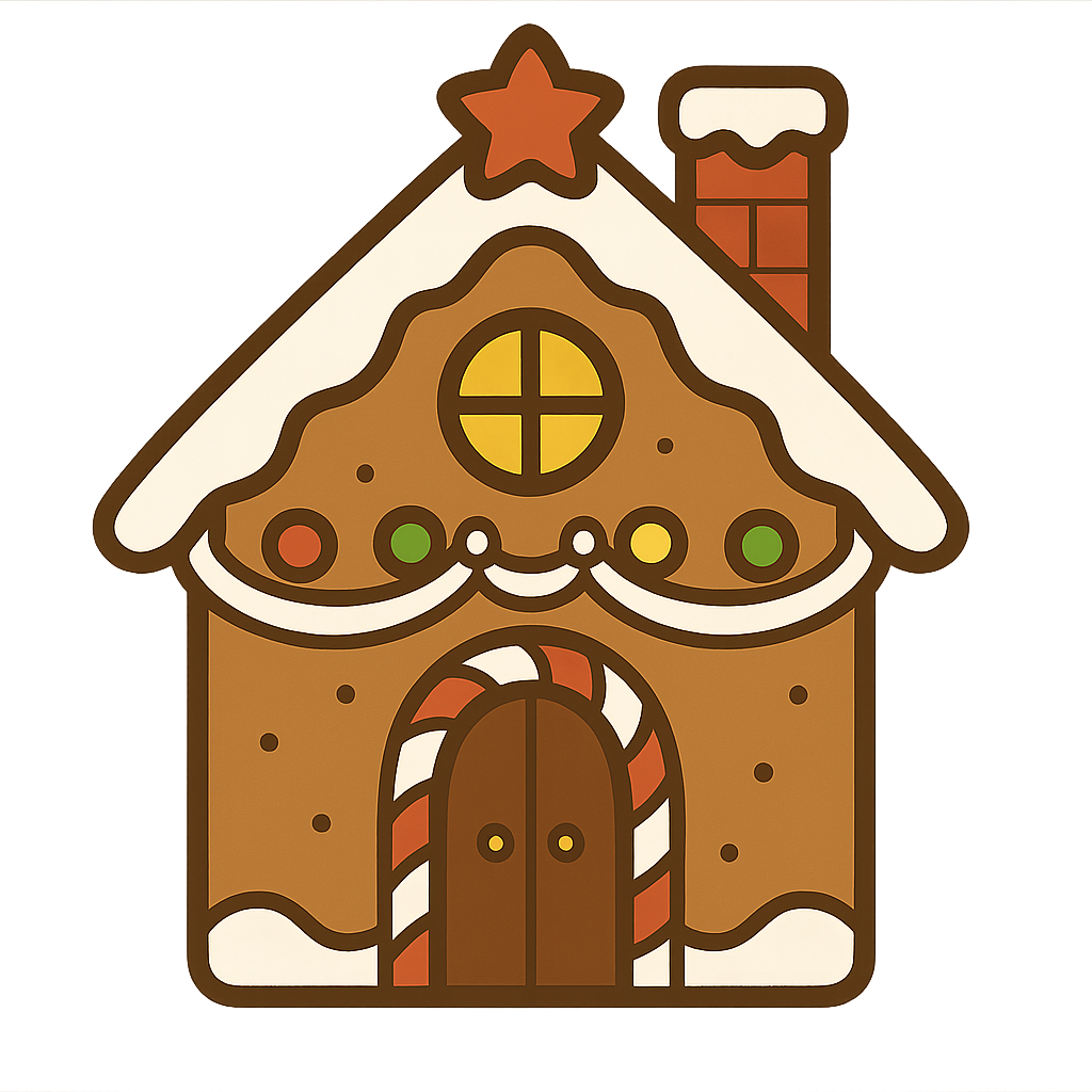 ジンジャーブレッドハウス（お菓子の家）のフリーイラストです