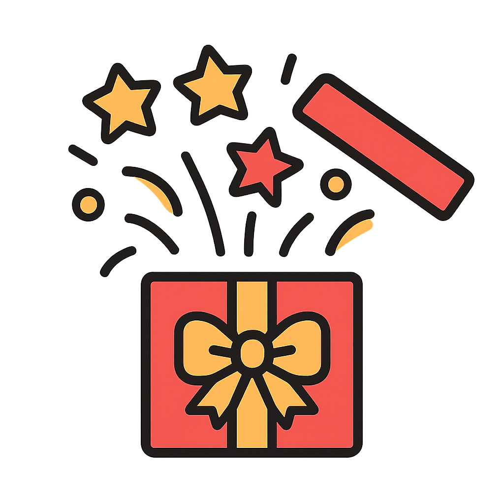 ビックリ箱みたいなプレゼントボックスのフリーイラストです