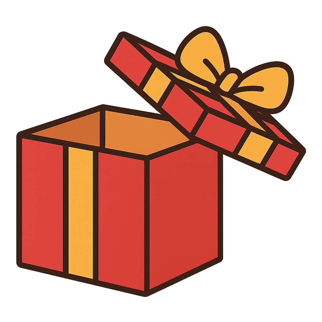 フタが開いているプレゼントボックスのフリーイラストです