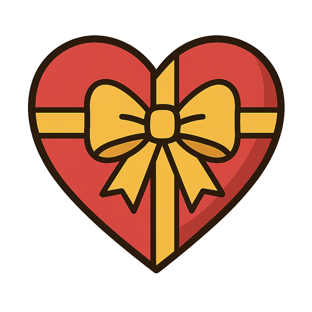 ハート型のプレゼントボックスのフリーイラストです