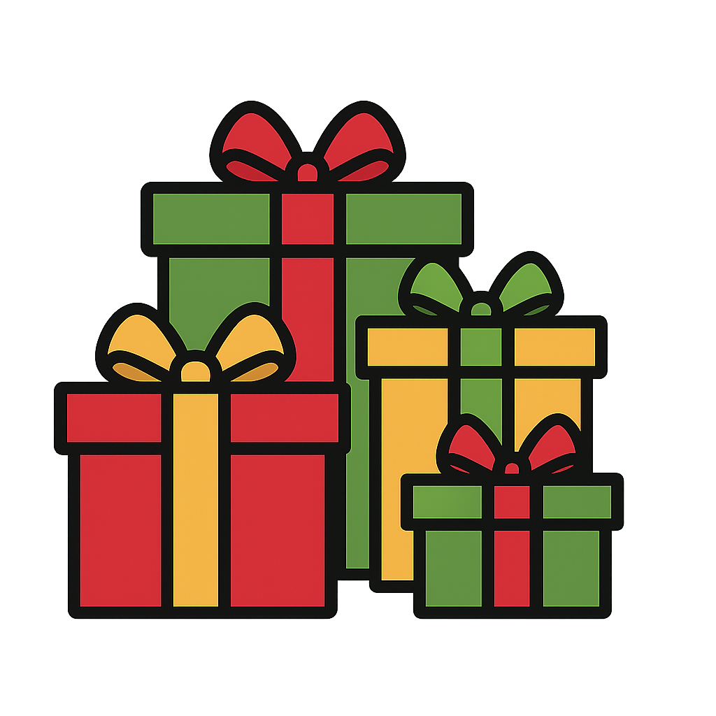 たくさんのプレゼントボックスのフリーイラストです