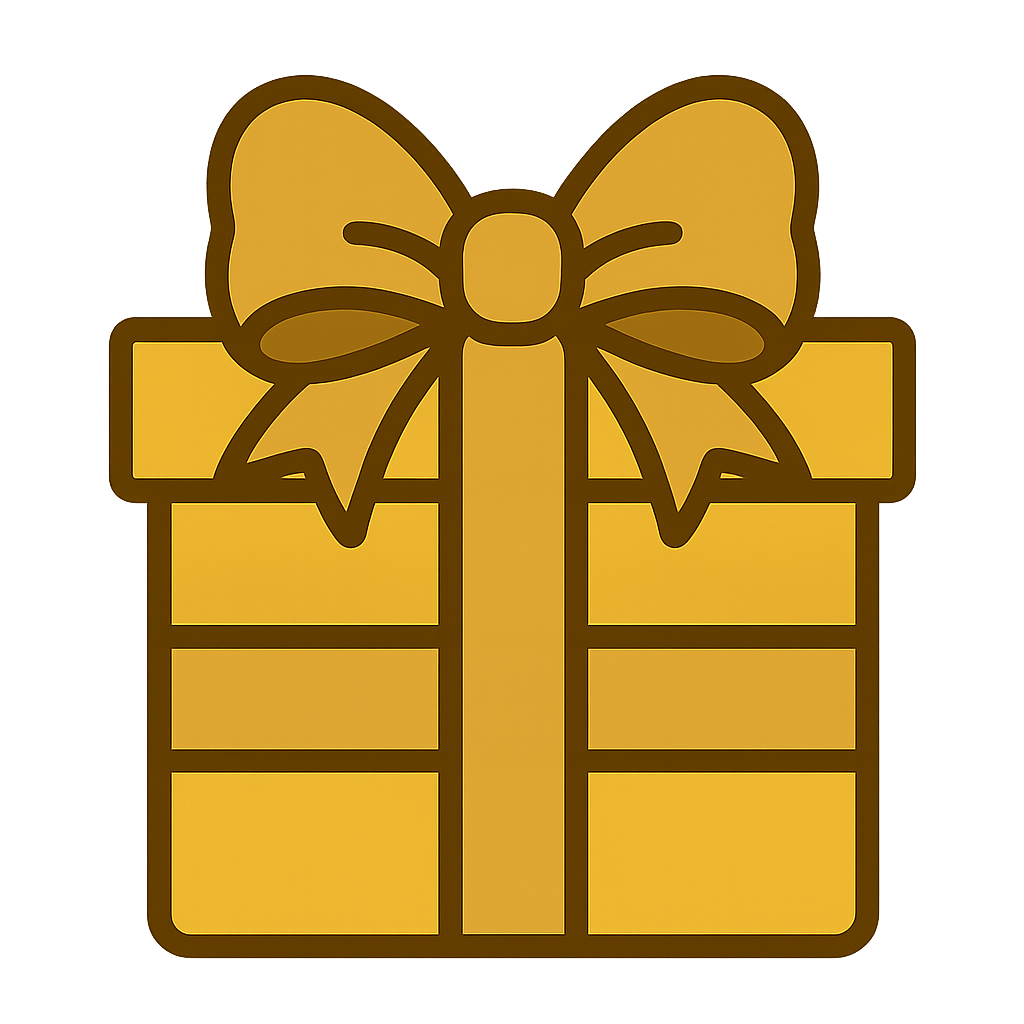 金色なプレゼントボックスのフリーイラストです