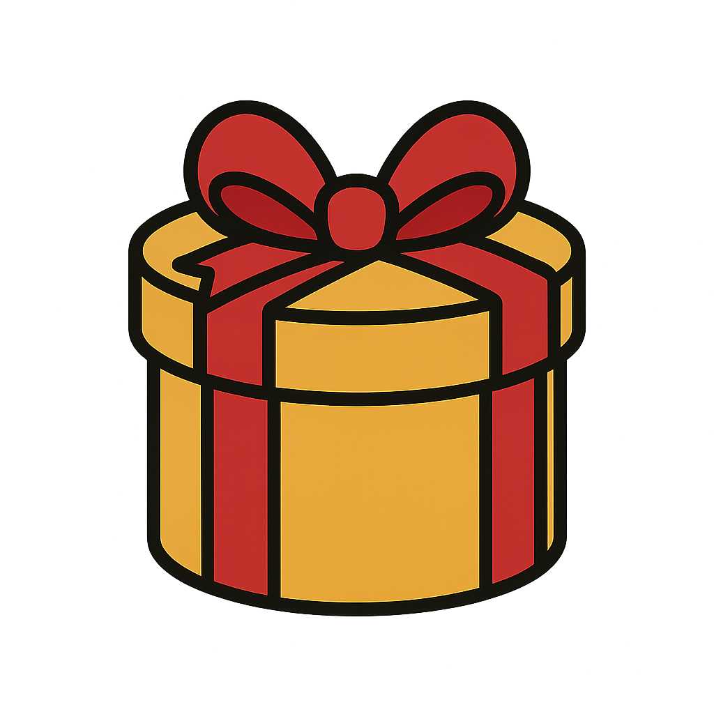 丸のプレゼントボックスのフリーイラストです