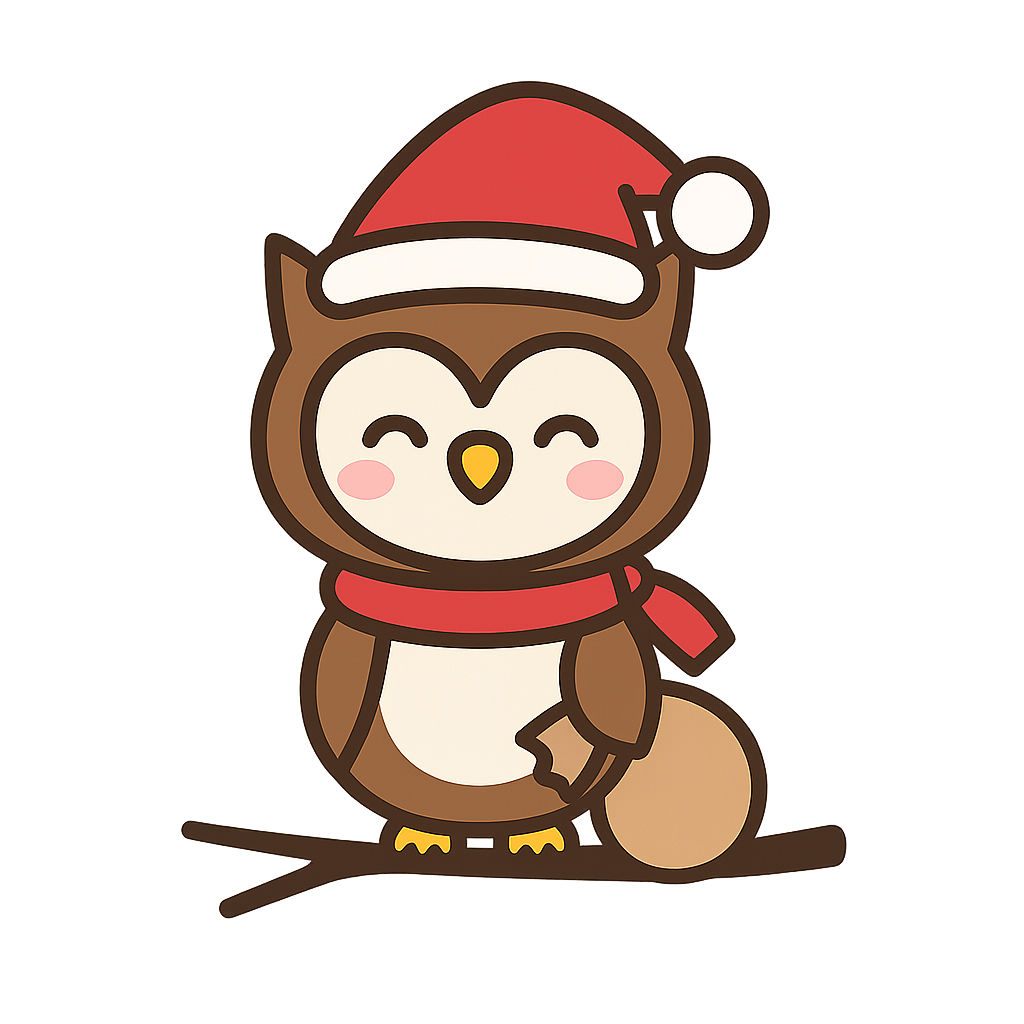 フクロウサンタのフリーイラストです