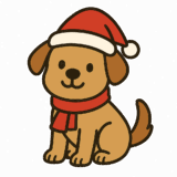 犬サンタのフリーイラストです