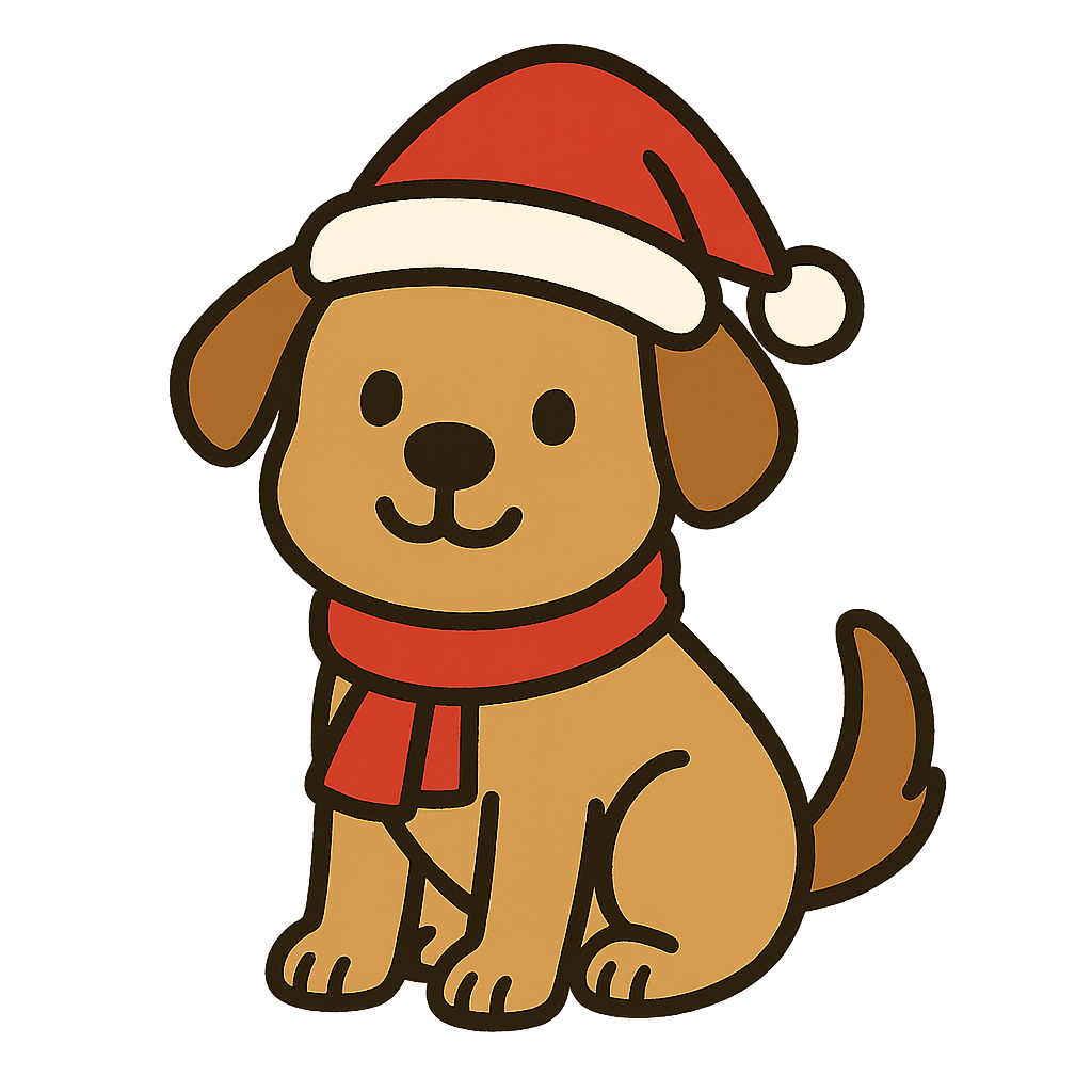 犬サンタのフリーイラストです