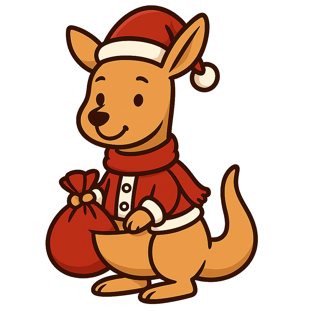 カンガルーサンタのフリーイラストです