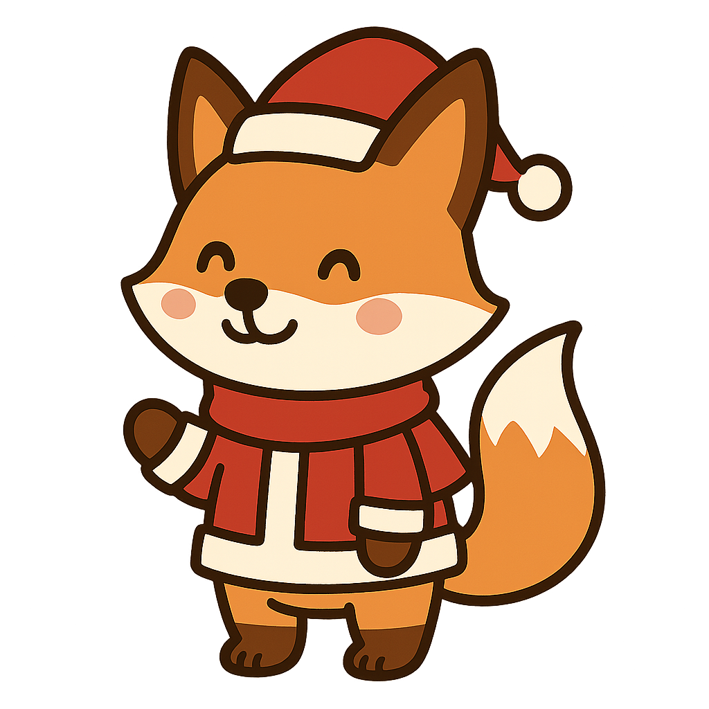 キツネサンタのフリーイラストです