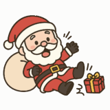 転けてプレゼントを落としたサンタクロースのイラスト