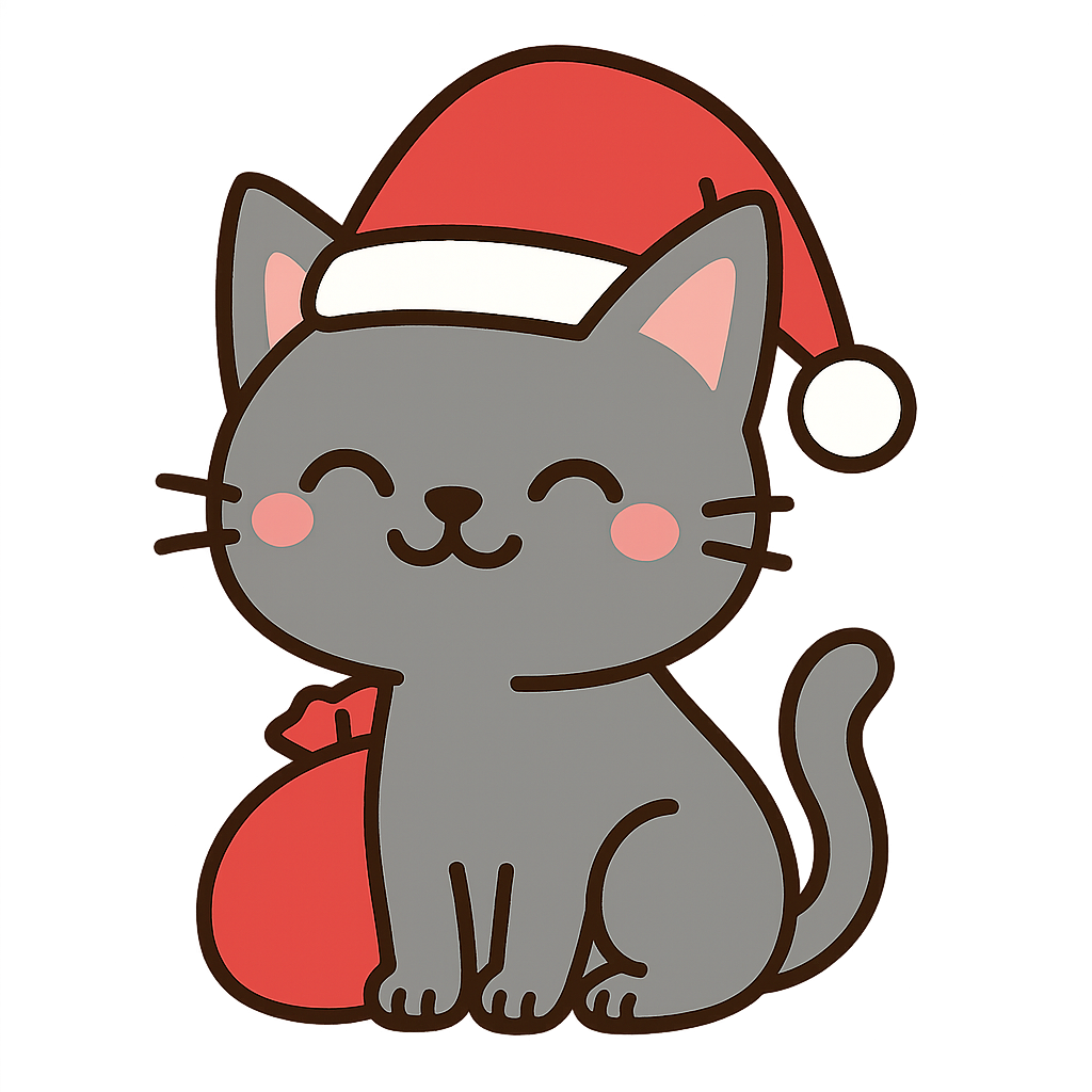 ネコサンタのフリーイラスト2です