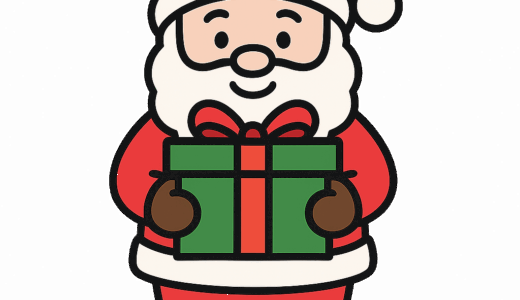 プレゼントを渡している「サンタさん」のイラスト
