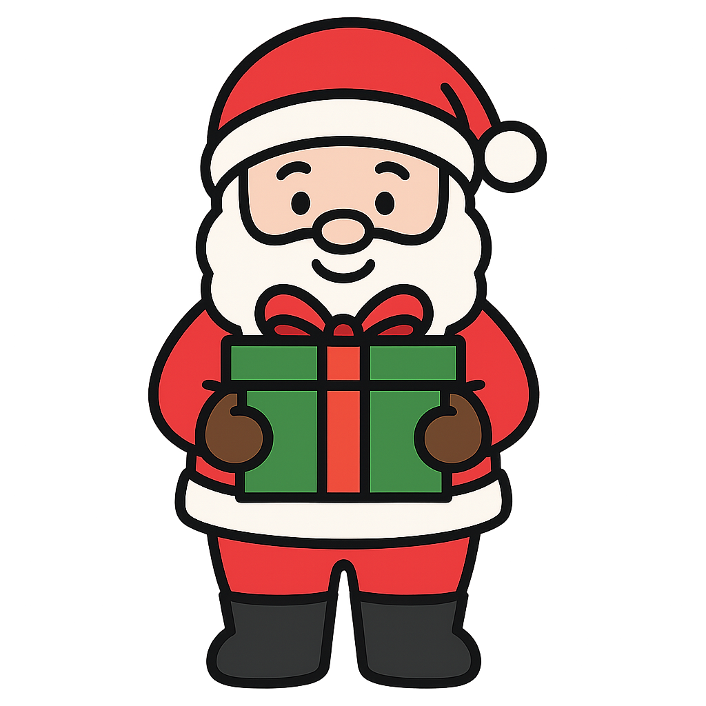 プレゼントを抱えているサンタさんのフリーイラストです