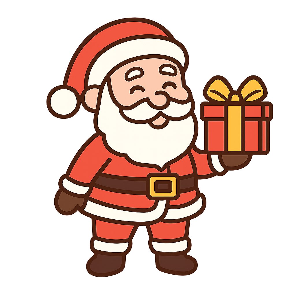 プレゼントを持っているサンタさんのフリーイラストです