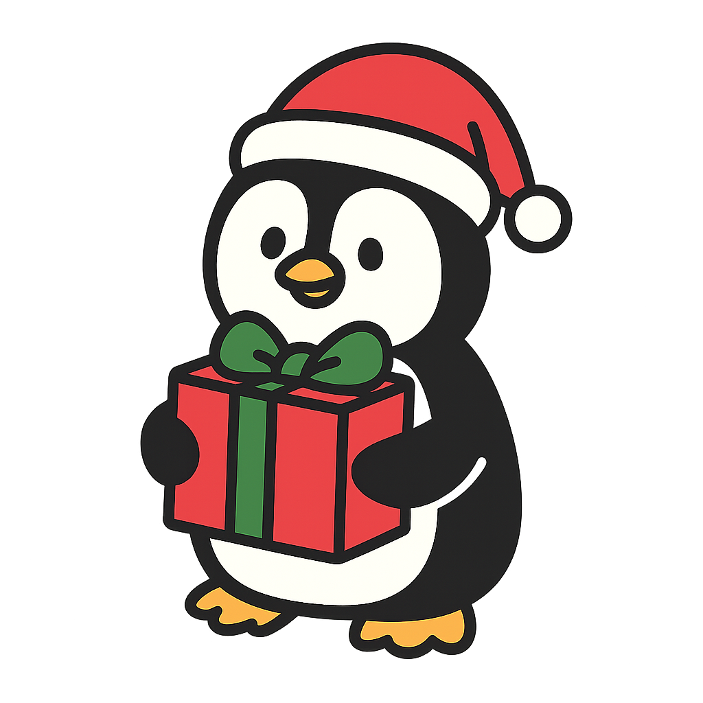 ペンギンサンタのフリーイラストです