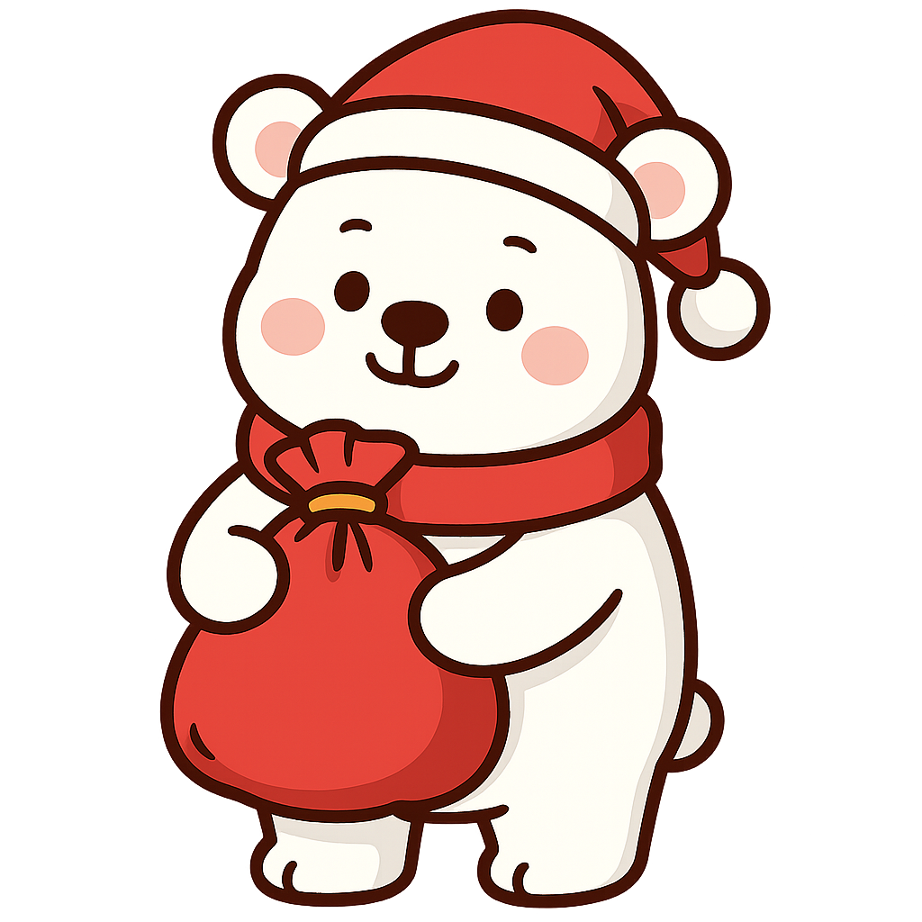 シロクマサンタのフリーイラストです
