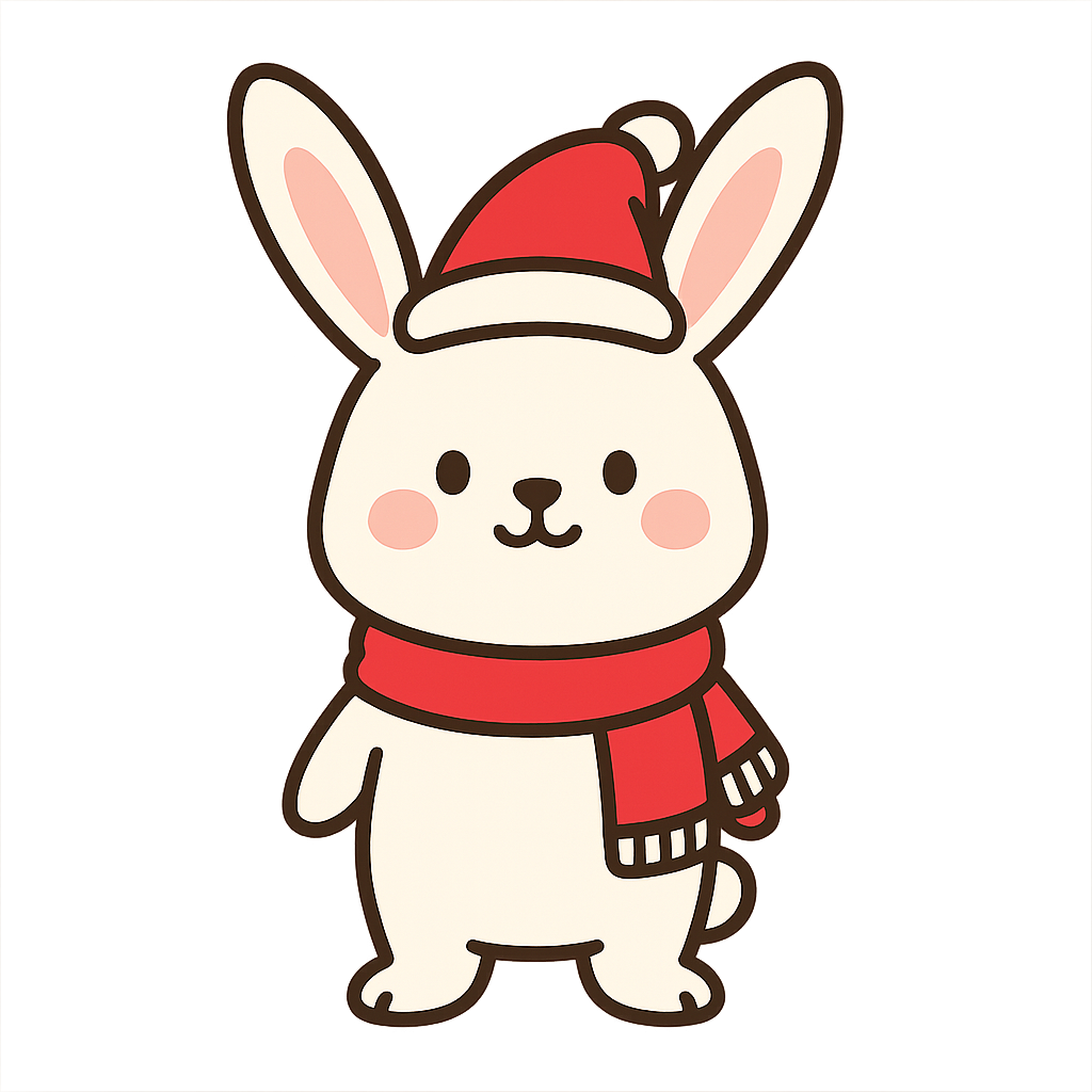 ウサギサンタのフリーイラストです