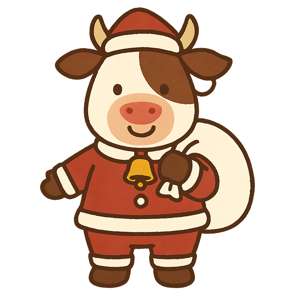 ウシサンタのフリーイラストです