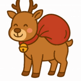 プレゼント袋を背負っているトナカイのフリーイラスト