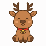 かわいいトナカイのフリーイラストです（笑顔で座ってる）