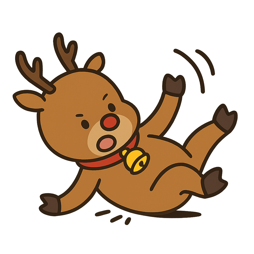 転んでるトナカイのフリーイラスト