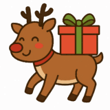 プレゼントを背中に乗せたトナカイのフリーイラストです