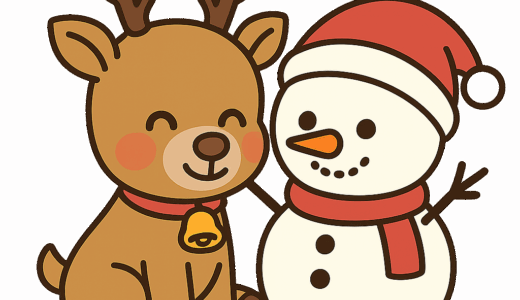 「トナカイと雪だるま」のイラスト