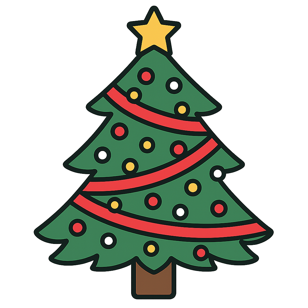 おしゃれなクリスマスツリーのフリーイラストです