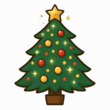 キラキラと光るクリスマスツリーのフリーイラストです