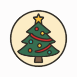 クリスマスの丸ロゴのフリーイラストです