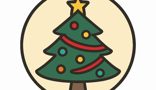 クリスマスツリー（丸ロゴ）のイラスト