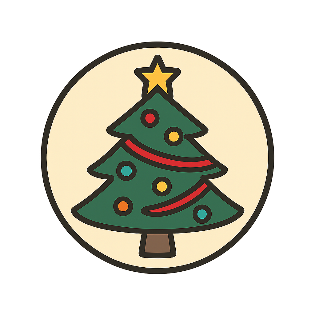 クリスマスの丸ロゴのフリーイラストです