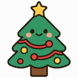 キャラクター化したクリスマスツリーのフリーイラストです