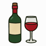 クリスマスっぽいワインのフリーイラストです