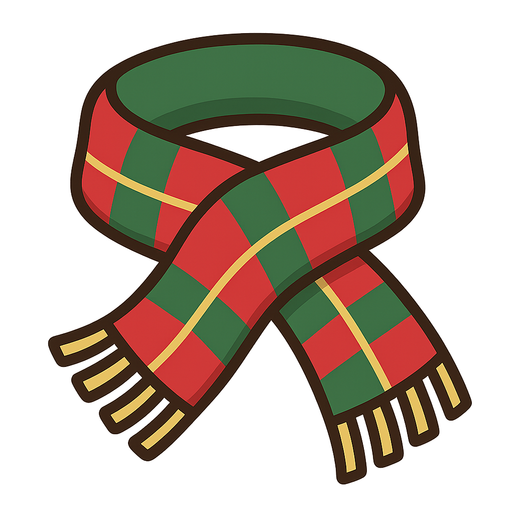 クリスマスっぽいマフラーのフリーイラストです