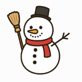 ホウキを持った雪だるまのフリーイラストです