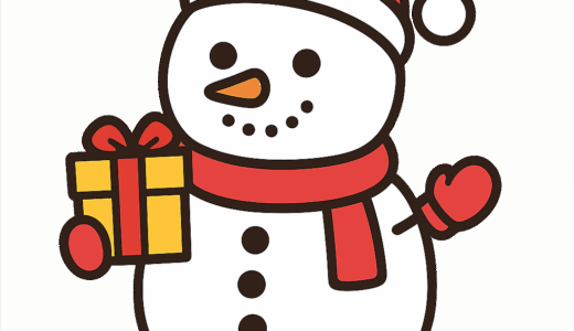 プレゼントを持った「雪だるま」のイラスト