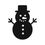 雪だるまのシルエットのフリーイラストです