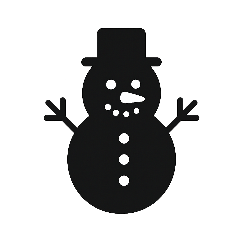 雪だるまのシルエットのフリーイラストです