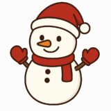 両手に手袋をはめた雪だるまのフリーイラストです