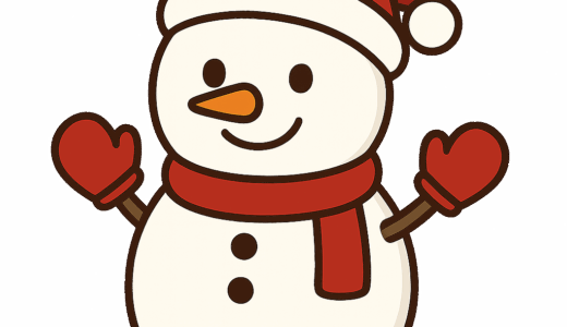 手袋を付けた「雪だるま」のイラスト