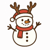 トナカイの角をつけた雪だるまのフリーイラストです