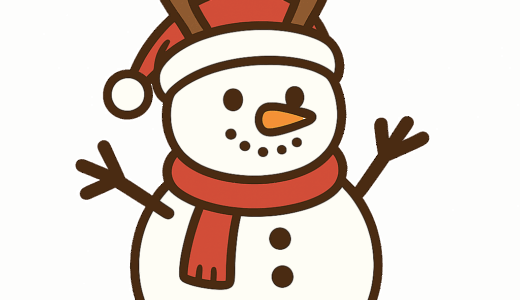 トナカイの角を付けた「雪だるま」のイラスト