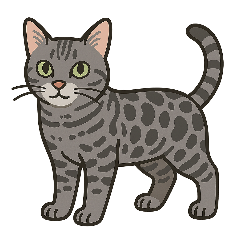 ベンガル（グレー）のフリーイラストです