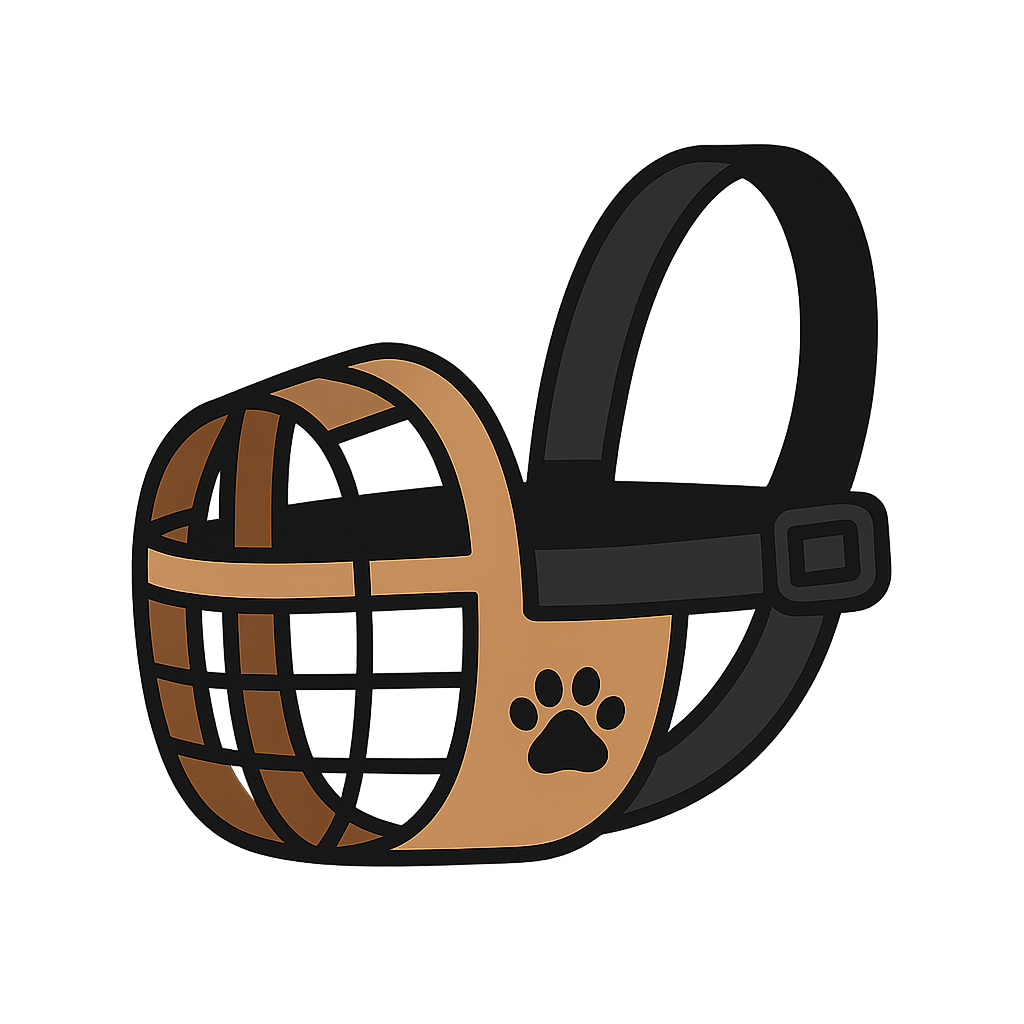 犬用「マズル（口輪）」のフリーイラストです