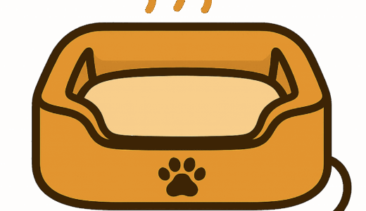 犬用「ヒーター付きベッド」のイラスト