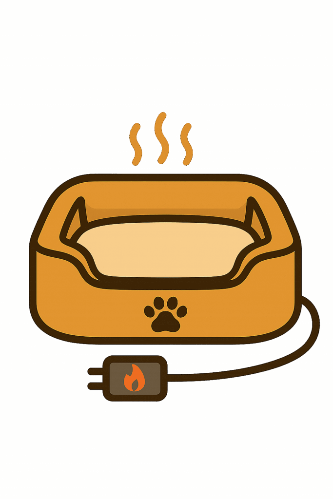 犬用「ヒーター付きベッド」のフリーイラストです