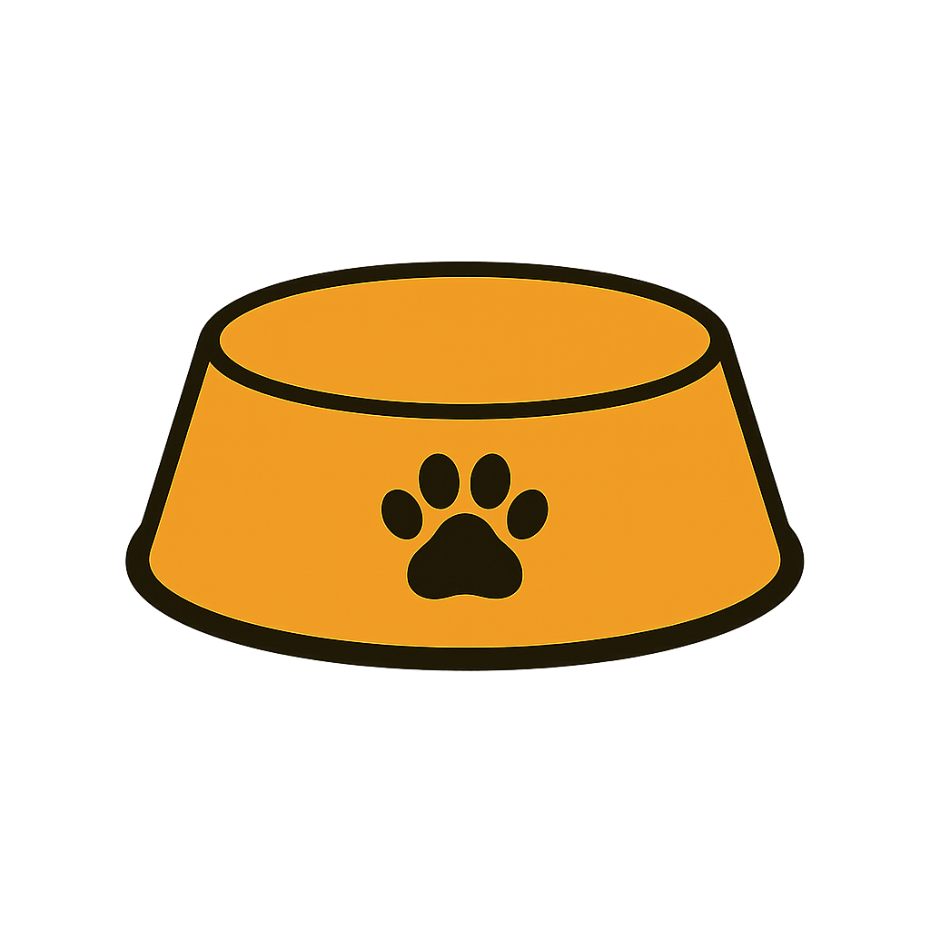 犬用「フードボウル（餌なし）」のフリーイラストです